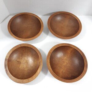 Baribocraft Canada Vintage MCM Maple Wood Bowls Set 4 Collector Rustic Natural